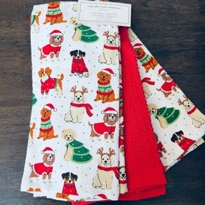 Cupcakes & Cashmere Christmas Dogs Kitchen Dish Towels 3-pc Set